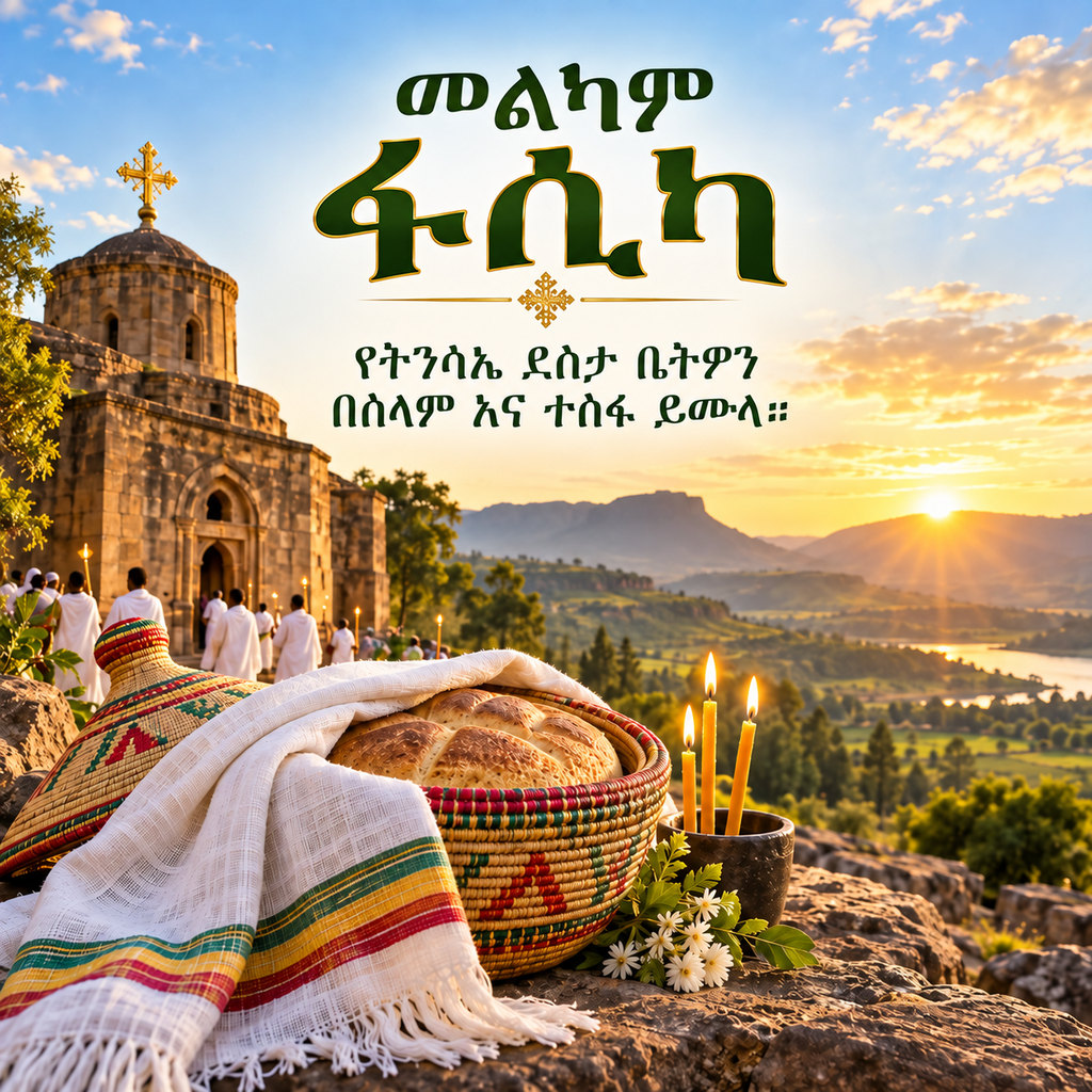 Fasika — Ethiopian Easter (Fasika) greeting card to share — Amharic